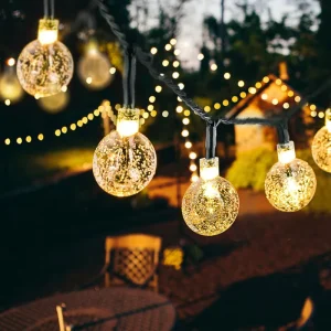 Solar Globe String Lights Outdoor 30 LED Crystal Ball Fairy Lights IP65 Waterproof Decorative Lighting for Garden Patio Party