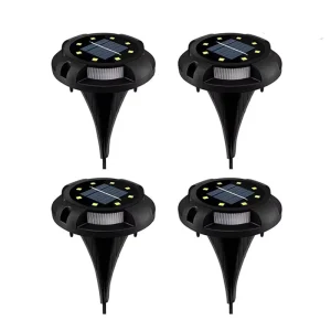 Solar Ground Lights 8 LED Disk Lights Solar Powered Waterproof In-Ground Lights for Garden, Lawn, Pathway, Walkway, Deck, Yard