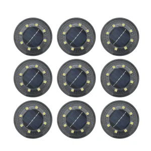Solar Ground Lights 8LED IP68 Waterproof Outdoor Landscape Lighting for Garden Pathway Lawn