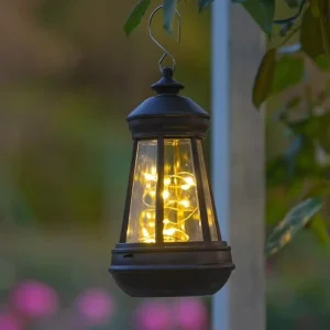 Solar Hanging Lantern Garden Light Outdoor Waterproof LED Resin Iron Art Landscape Yard Pathway Decorative Solar Garden Light