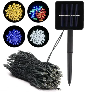 Solar IP44 Waterproof RGB LED Christmas Lights with Copper Wire Dimmable for Garden & Patio Holiday Decorations