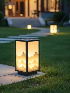 Solar IP65 Waterproof LED Aluminum Chinese-Style Outdoor Lawn Light with Ground Installation