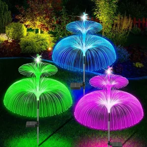 Solar IP65 Waterproof LED Jellyfish Fireworks Landscape Light with Color-Changing Flower Design