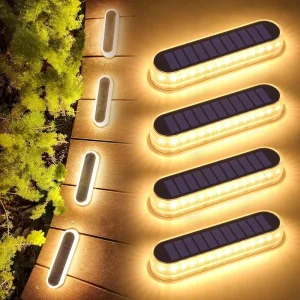 Solar IP68 Waterproof Small LED Deck Lights with Light Sensor Outdoor Landscape Stairs Path Patio Garden ABS
