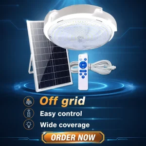 Solar Indoor Ceiling Light 300W 328LED IP65 Waterproof with Remote Control Cold White 6000K CRI70 30000 Hours 1-Year Warranty