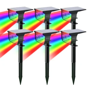 Solar Inserted 46LED RGB Lawn Lamp Spotlight Waterproof Remote Sensor Control IP65 FCC Certified Courtyard Garden Use