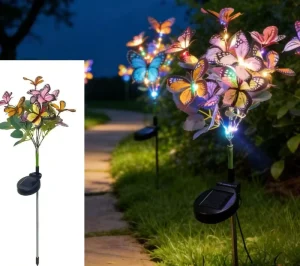 Solar LED Butterfly Garden Light IP65 Waterproof Outdoor Courtyard Driveway Round Lawn Pathway Christmas Festival Decor Lighting
