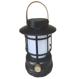 Solar LED Camping Lantern 2 in 1 White & Flame Light Vintage Dimmable Knob Control Portable Hanging Tent Lamp
