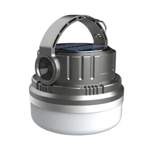 Solar LED Camping Lantern Rechargeable Hiking Tent Lamp with Fan Hanging Hook and SOS Flashlight for Outdoor Use
