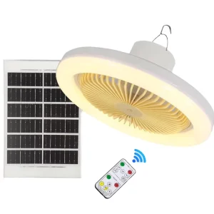 Solar LED Ceiling Fan Light with Battery, Dimming, and Remote Control for Bedrooms and Outdoor Camping