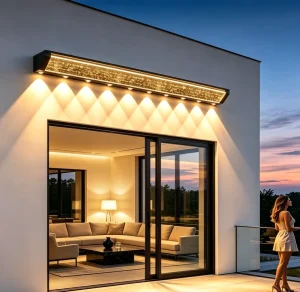 Solar LED Crystal Wall Lamp Long Strip Garden Landscaping & Decking Outdoor Waterproof IP65 Corridor Light