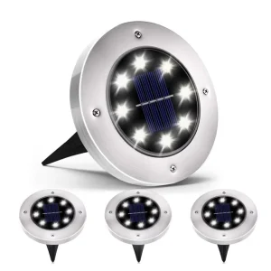 Solar LED Deck Underground Auto On Waterproof Rechargeable Warm White Stainless Steel Outdoor Garden Lawn Driveway Yard