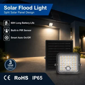 Solar LED Flood Light Outdoor IP65 , 150LM/W Super Bright Different Working Mode for Outdoor Bounding Wall Garden Farm Lighting