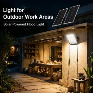Solar LED Floodlight IP66 Waterproof High Power Motion Sensor Two Solar Panels Garden Use Dimmable