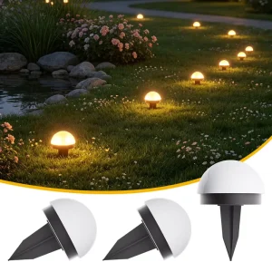 Solar LED Floor Light Rainproof White & Warm Light Manual Control Underground Installation for Garden & Courtyard Outdoor Use