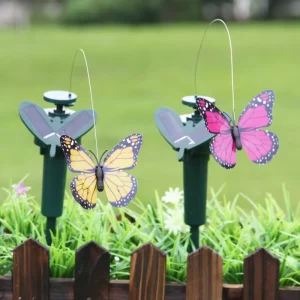 Solar LED Garden Butterfly Fluttering RGB Source with Rotary Simulation IP65 Durable Glass Body Battery Operated for Outdoor Use