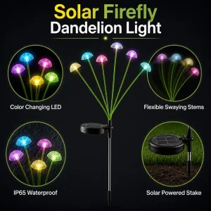 Solar LED Garden Lights-Waterproof Firefly String Lights for Outdoor Use Festivals (Christmas Halloween Wedding) & Decor