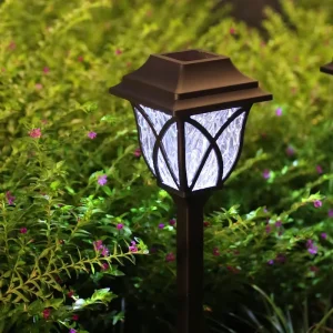 Solar LED Ground Stake Garden Landscape Lights IP65 Waterproof 2000 Hours Lifespan Outdoor Decorative Sensor 360 Beam Angle