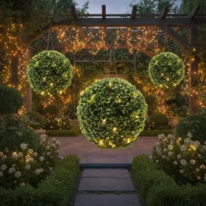 Solar LED Hanging Grass Ball Light Plastic Artificial Plant Decorative Lighting For Outdoor Wedding Garden Yard Solar Light