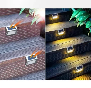 Solar LED IP65 Waterproof Garden Light Outdoor Wall Staircase Decor Lamp for Patio Balcony Courtyard Yard Landscape Lighting