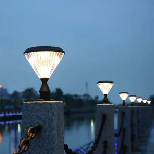 Solar LED Landscape Decoration No-Wiring Outdoor Main Gate Post IP65 Waterproof Pillar Column Head Light 40cm