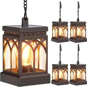 Solar LED Lantern Waterproof IP65 Hanging Outdoor Garden Light Auto On/Off for Backyard Pathway Courtyard