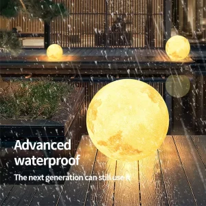 Solar LED Lawn Lights IP65 Waterproof with Light Sensor Moon Shape Outdoor Decorative Lamp for Garden & Park