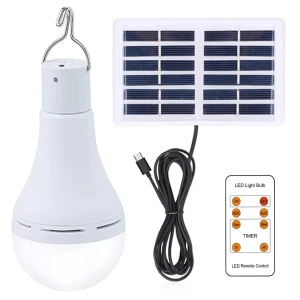 Solar LED Light Bulb Three level Dimming Remote Control Timer Ultra bright High CRI 80 Warranty Household Emergency Light