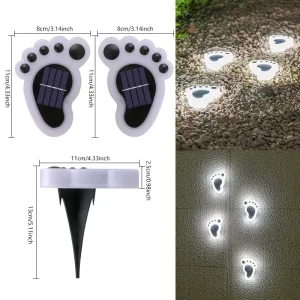 Solar LED Lights Human Foot Print Lights Outdoor Waterproof Garden Stair Pathway Decoration Solar Underground Landscape Lights