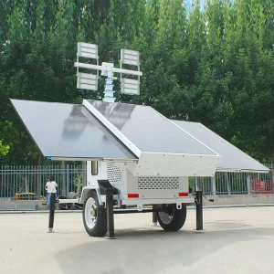 Solar LED Mobile Light Tower 9M Telescopic Mast Off-Grid Construction Lighting Tower with Solar Panel DC Power No Fuel Cost