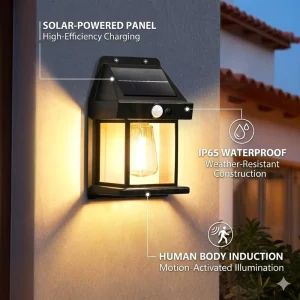 Solar LED Motion Sensor Wall Light, Waterproof, Auto Dusk to Dawn