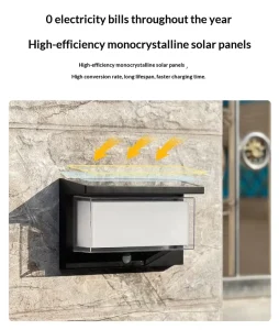 Solar LED Outdoor Courtyard Light Human Body Induction Waterproof Wall Mounted Lamp for Patio Garden Yard Pathway