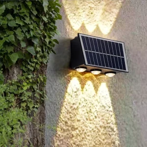 Solar LED Outdoor Waterproof Double Head Wall Lamp for Courtyard Home Villa with Atmosphere Lighting