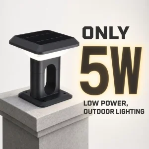 Solar LED Pillar Light Outdoor 5W Monocrystalline Post Cap Lamp IP65 Water-Resistant Fence Gate Pier Lantern Timing Control