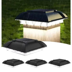 Solar LED Pillar Light Rechargeable IP65 Waterproof Warm White Post Fence Gate Garden Patio Villa Column Lamp