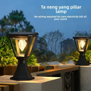 Solar LED Pillar Lights Warm White AC 220V Outdoor Courtyard Entrance IP33