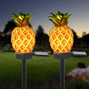 Solar LED Pineapple Garden Stake Light Waterproof Auto On Off Rotatable Outdoor Decor for Lawn Yard Automatic Lighting