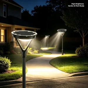 Solar LED Post Top Garden Light Aluminum Construction IP65 Rated 3-Year Warranty Multiple Color Temperatures 50W CRI 80