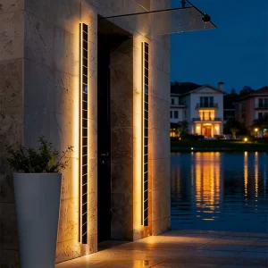 Solar LED Rectangular Outdoor Wall Lamp Black Waterproof Garden Lighting
