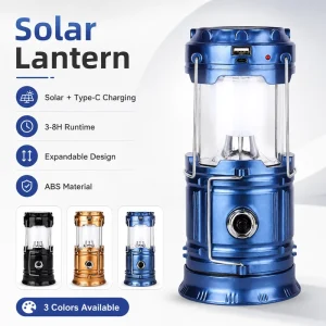 Solar LED Retro Camping Lantern Multi-Function Outdoor Work Light and Tent Lamp