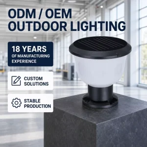 Solar LED Round Pillar Light Outdoor 5W Monocrystalline Globe Post Cap Lamp IP65 Fence Gate Lantern