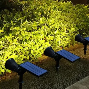 Solar LED Spotlight Outdoor Ultra bright Warm White DC IP65 Rechargeable Wall Mount Lawn & Garden Tree Light