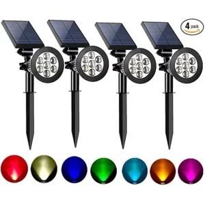 Solar LED Spotlights Outdoor IP65 Waterproof Brightness Adjustable for Garden Backyard Driveway Patio Decor