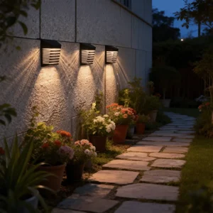 Solar LED Square Fence Lamp Lights Outdoor Waterproof IP54 Black Wall Mounted Wall Sconce for Garden Yard Hotel Villa Decoration