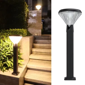 Solar LED Square Garden Lawn Light, Aluminum, IP65 Waterproof, Rechargeable, Remote Control, 3-Color CCT Pillar Light