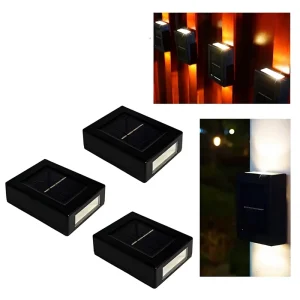 Solar LED Square Outdoor Garden Wall Lamp with up & Down Lighting for Fence and Wall Decor
