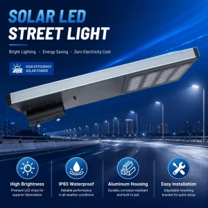 Solar LED Street Light 100W/500W IP66 Highway Garden Use Battery DC Supply Aluminum Construction RoHS CE CCC Certified ABS Shade