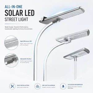 Solar LED Street Light IP66 CCC CE RoHS Certified Lifepo4 Battery Aluminum 5 Year Warranty Outdoor