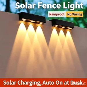 Solar LED Wall Washer Light IP44 Waterproof Outdoor Garden Balcony Fence Spotlight Courtyard Landscape Lighting