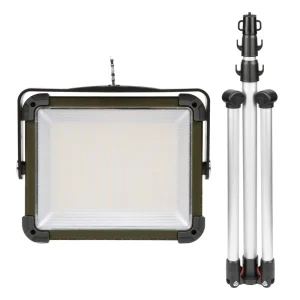 Solar LED Work Light with Tripod Stand High Power USB Rechargeable IP65 Waterproof Handheld Searchlight for Outdoor Site
